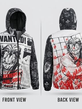 Tango Hotel Joker Batman Windbreaker Jacket Mens Large DC Comics Arkham Asylum